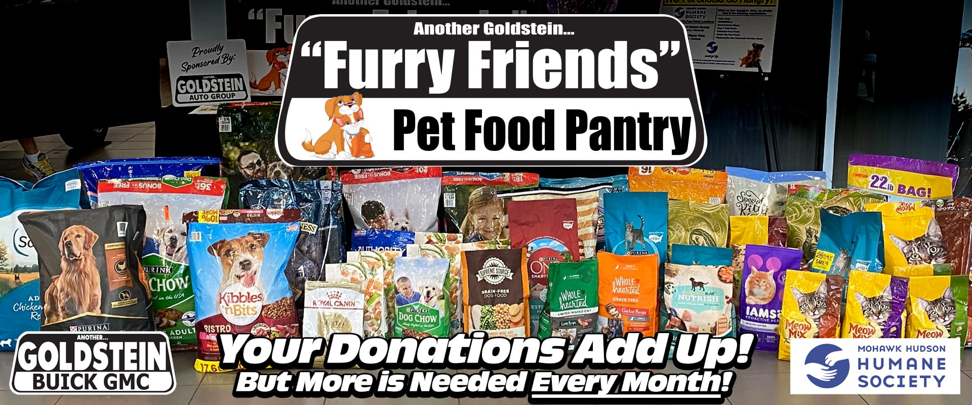 Goldstein Buick GMC and Mohawk Hudson Humane Society dry pet food donations