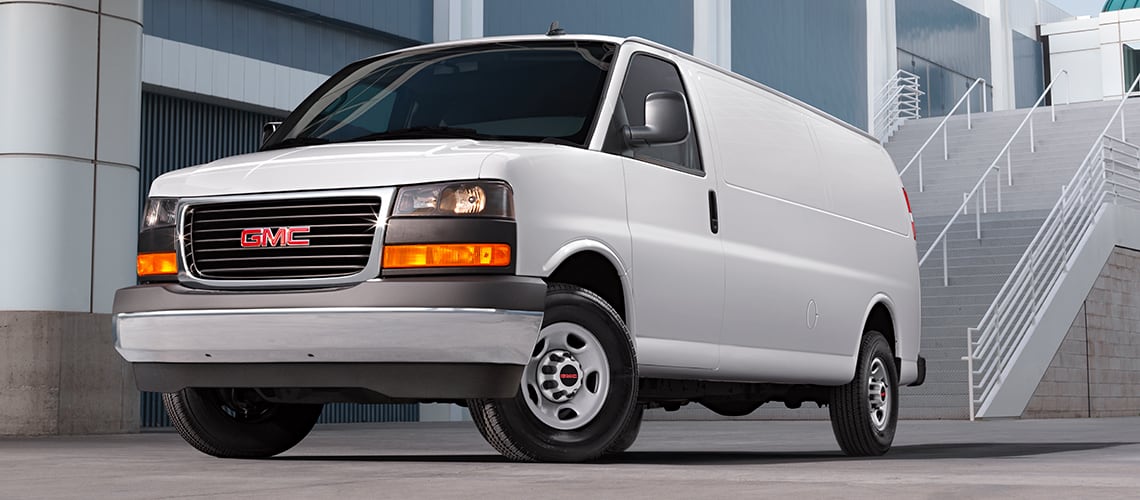 2024 GMC Savana Van base in white with room for your company logo on the side