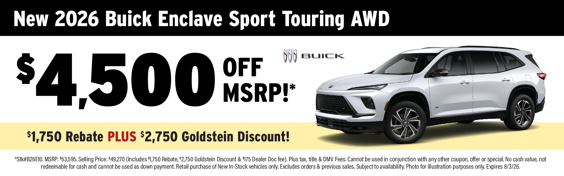 2026 Buick Enclave Sport Touring - $4,500 OFF MSRP!*