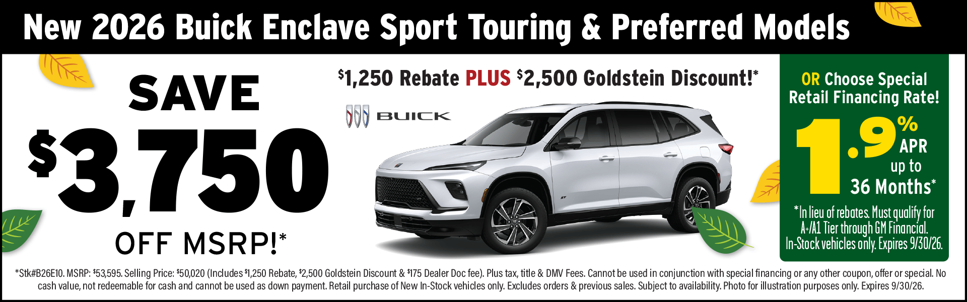 2026 Buick Enclave Sport Touring and Preferred Offer
