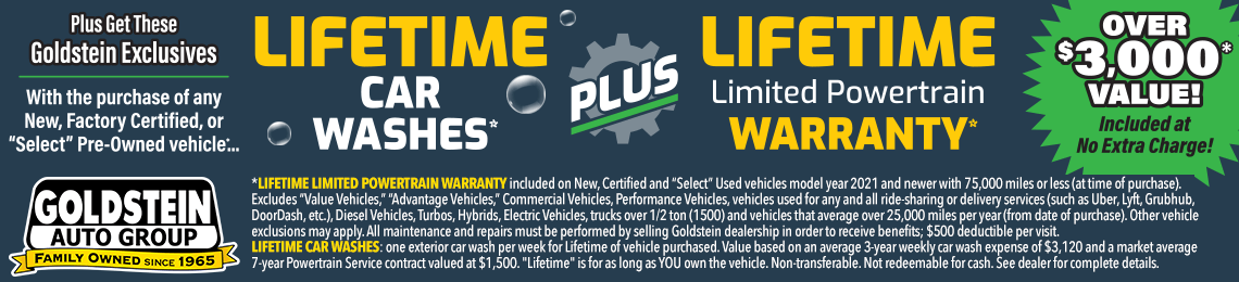 Goldstein Buick GMC Exclusive Lifetime Car Washes and Lifetime Limited Powertrain Warranty